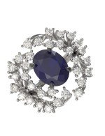 Кольцо из белого золота c бриллиантами и сапфиром