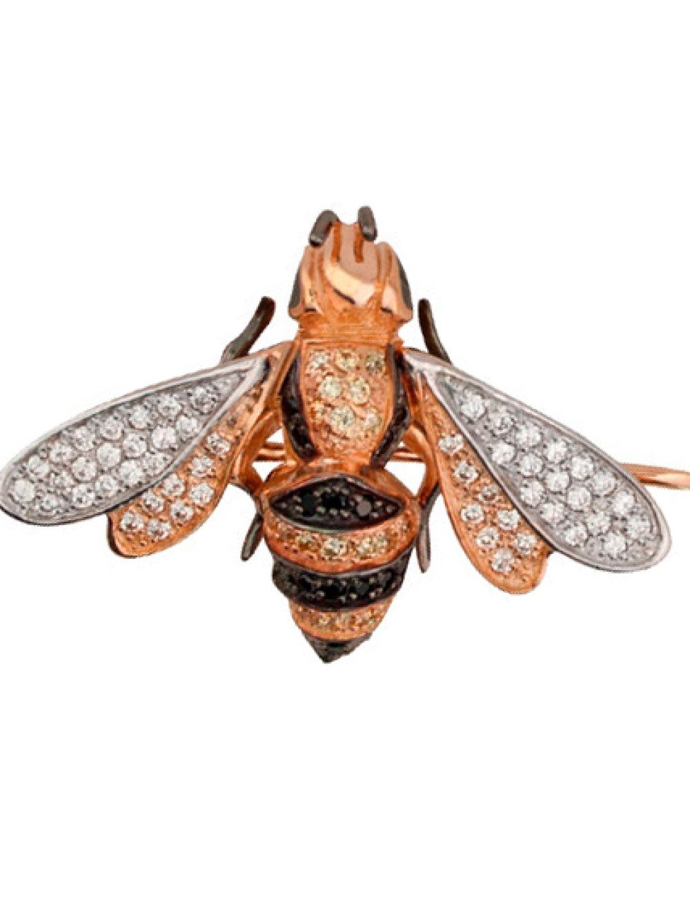 Брошь из золота c эмалью и фианитом