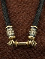 Гайтан из лимонного золота c кожаным шнурком