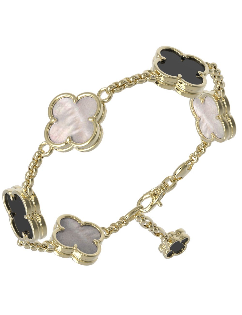 Браслет из лимонного золота c ониксом и перламутром