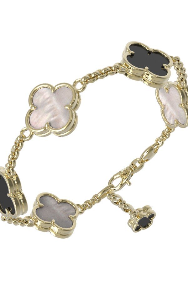 Браслет из лимонного золота c ониксом и перламутром