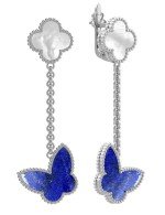 Серьги из белого золота c лазуритом и перламутром