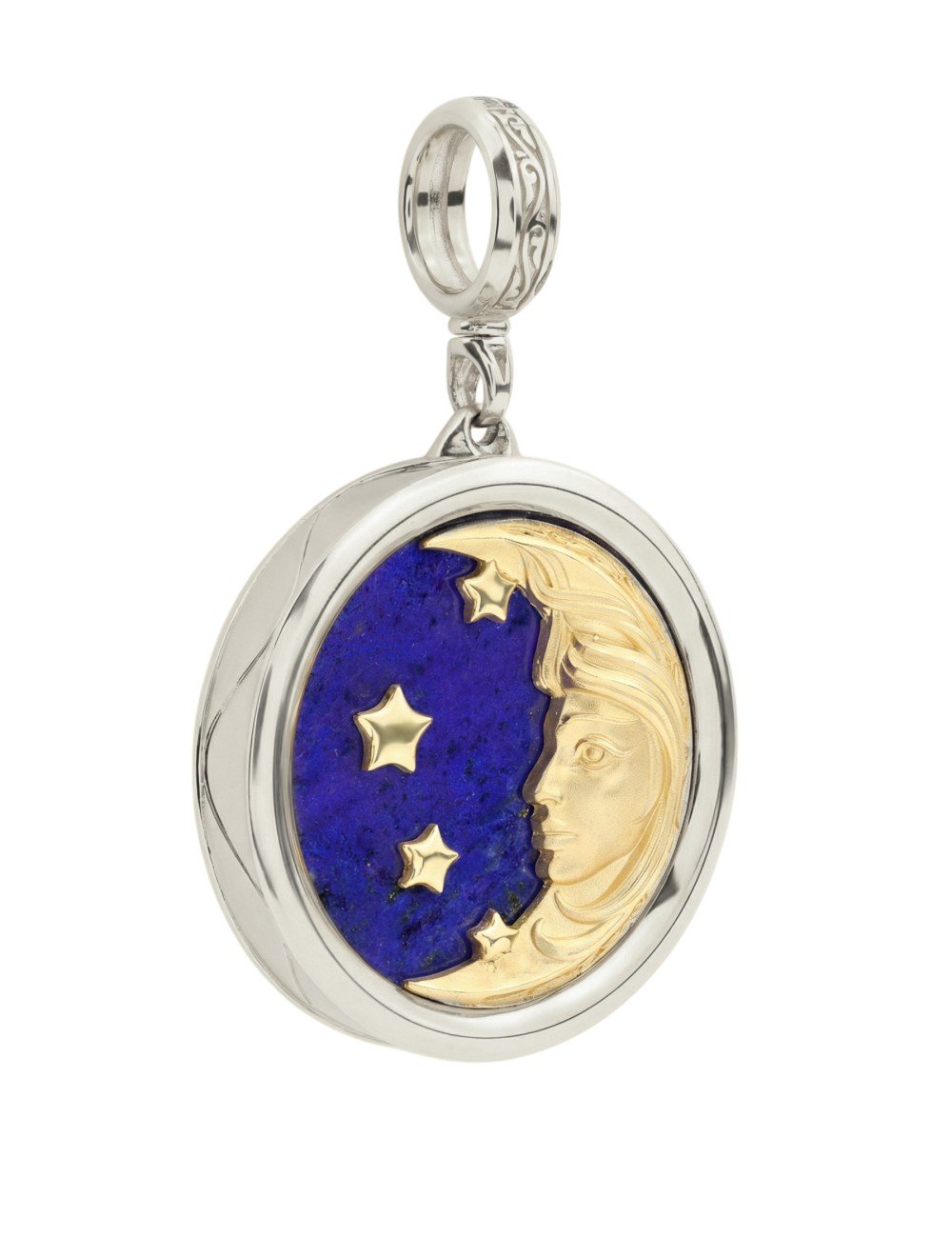 Подвеска из белого золота c бирюзой и лазуритом