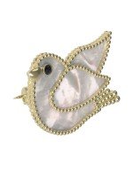 Брошь из лимонного золота c эмалью и перламутром