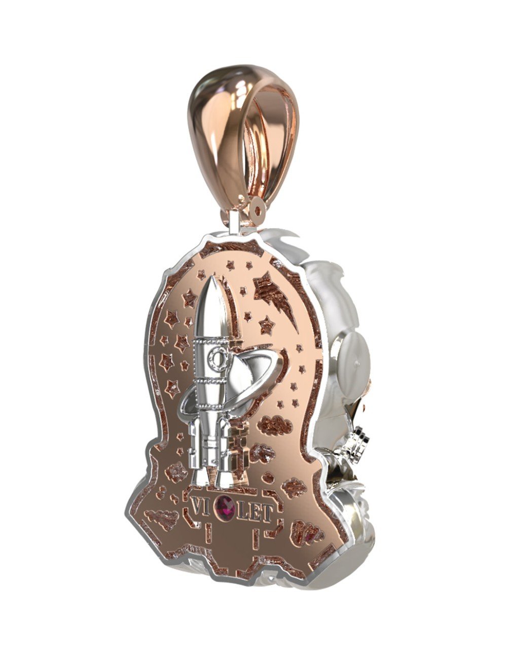 Подвеска из золота c эмалью, бриллиантами и рубином