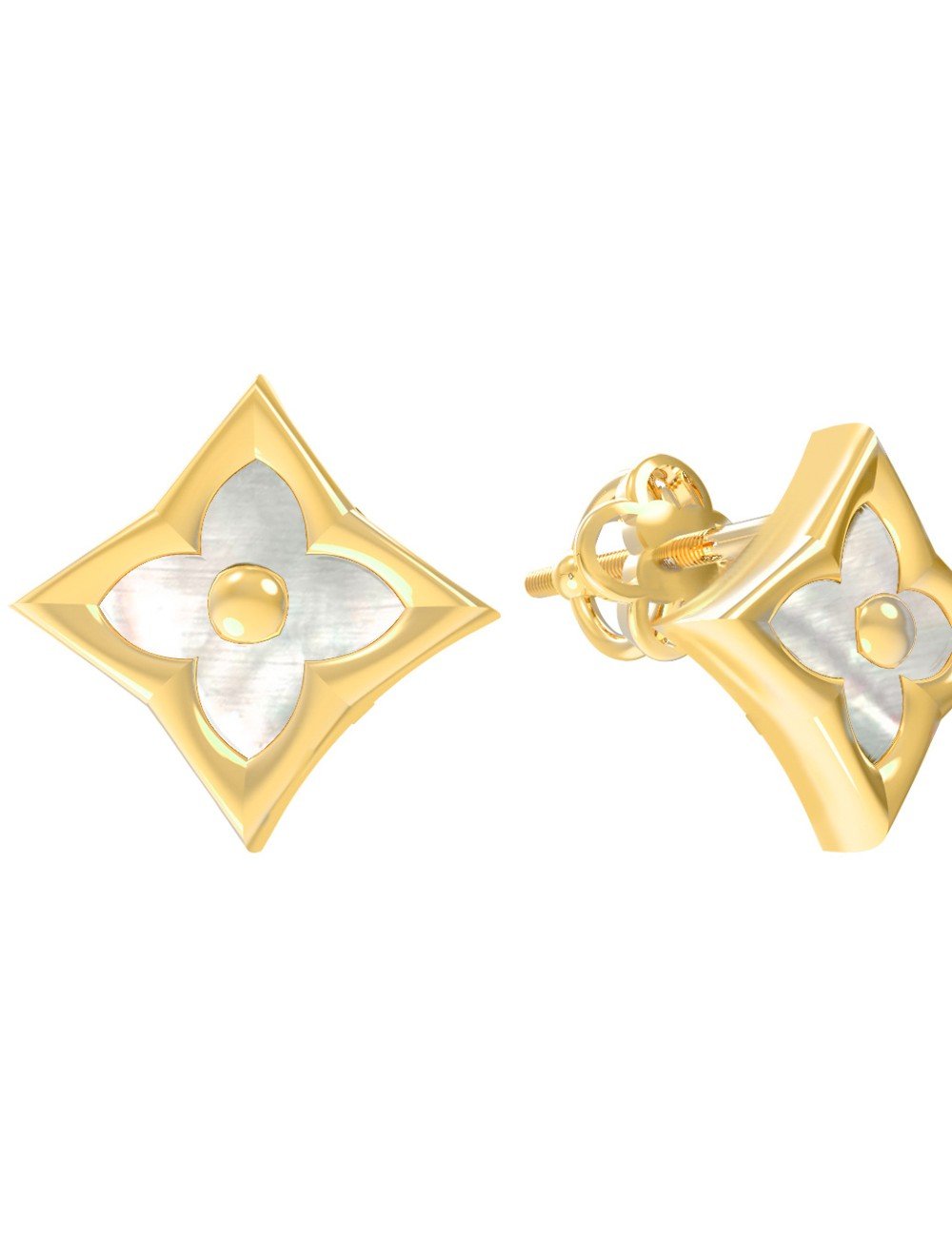 Серьги из лимонного золота c перламутром