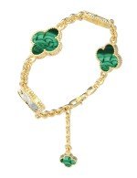 Браслет из лимонного золота c малахитом и перламутром