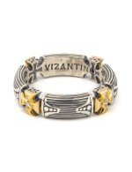 Кольцо из серебра и золота c бриллиантами и рубином