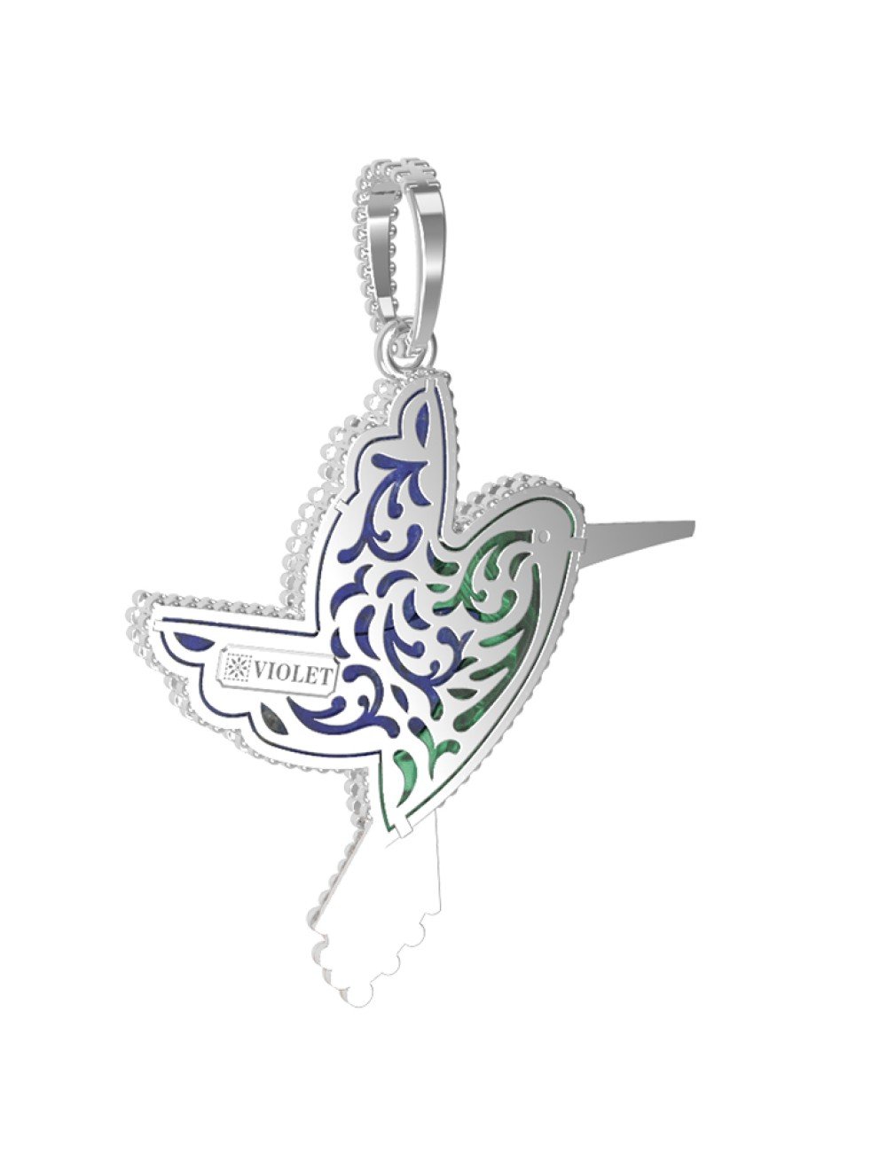 Подвеска из белого золота c эмалью, лазуритом и малахитом