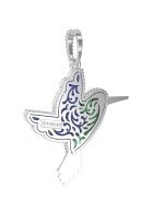 Подвеска из белого золота c эмалью, лазуритом и малахитом