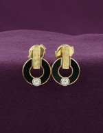 Серьги из лимонного золота c бриллиантами и ониксом