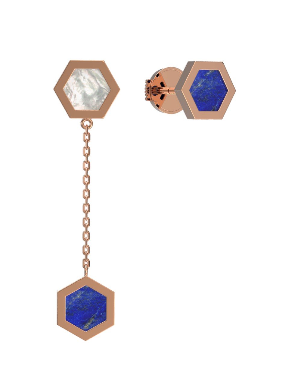 Серьги из золота c лазуритом и перламутром