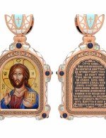 Образок из золота c эмалью и иконописью