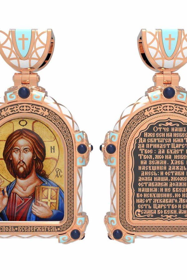 Образок из золота c эмалью и иконописью