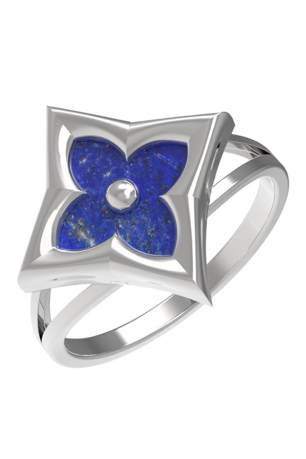 Кольцо из белого золота c лазуритом