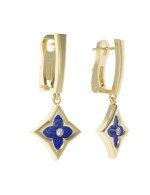 Серьги из лимонного золота c бриллиантами и лазуритом