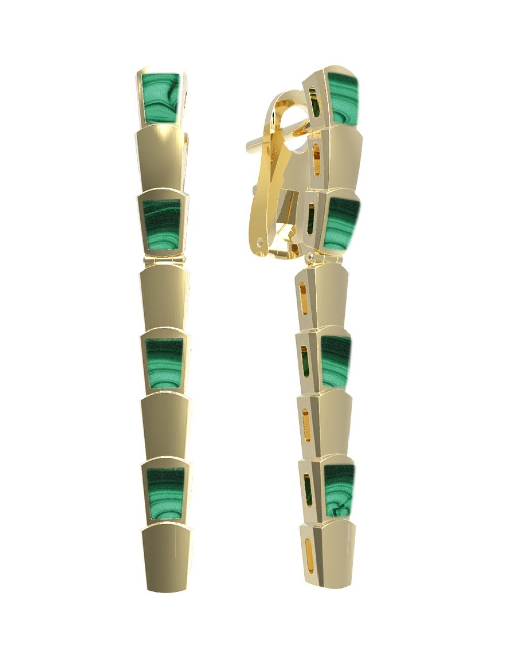 Серьги из лимонного золота c малахитом