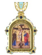 Образок из лимонного золота c эмалью и иконописью