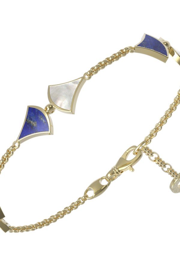 Браслет из лимонного золота c лазуритом и перламутром