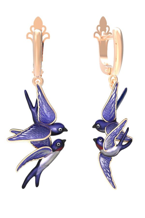 Серьги из золота c эмалью