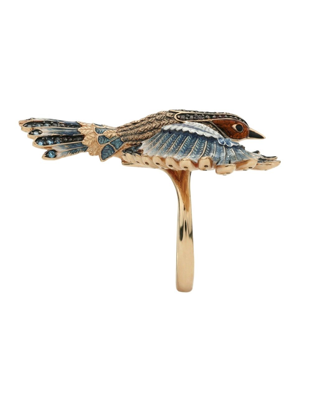 Кольцо из золота c эмалью и фианитом