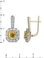 Серьги из лимонного золота c бриллиантами и сапфиром