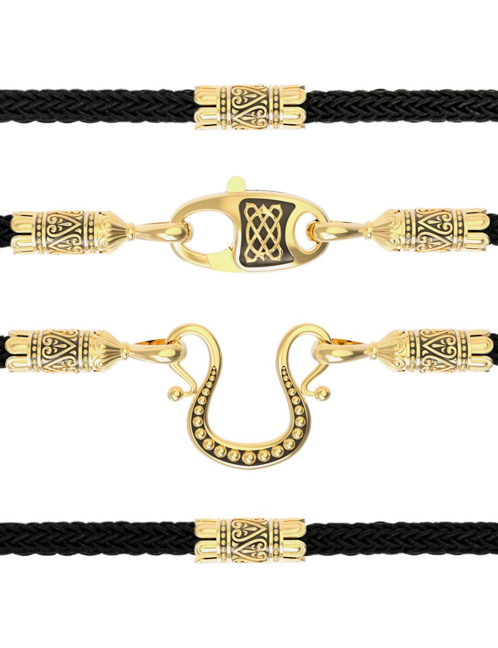 Шнурок шёлковый из лимонного золота c шёлковым шнурком