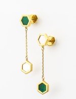 Серьги из лимонного золота c малахитом и перламутром