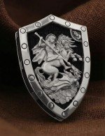 Образок из белого золота c эбеновым деревом