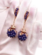 Серьги из золота c эмалью и лазуритом