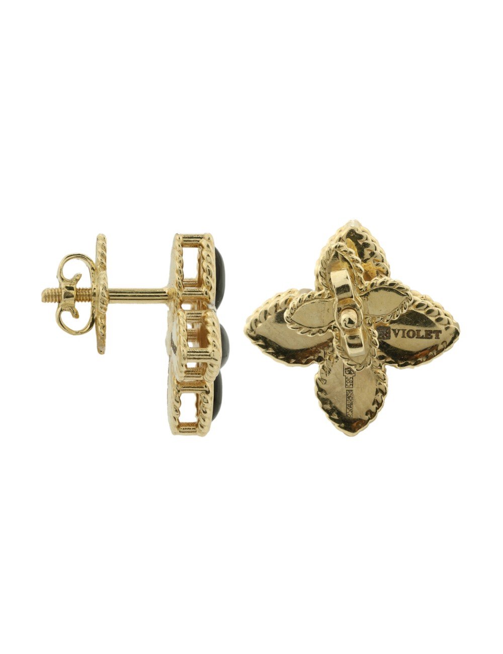 Серьги из лимонного золота c бриллиантами и ониксом