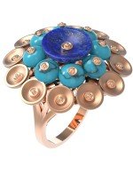 Кольцо из золота c бирюзой и лазуритом