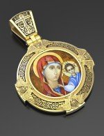 Образок из лимонного золота c эмалью и иконописью