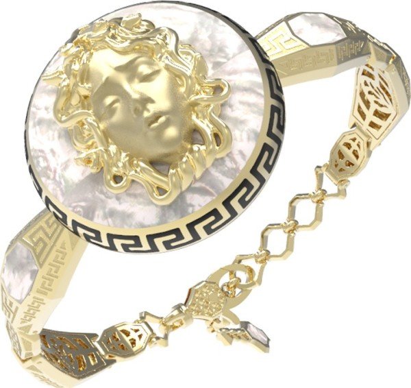 Браслет из лимонного золота c эмалью и перламутром