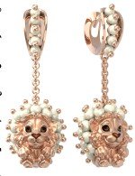 Серьги из золота c эмалью и жемчугом