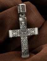 Крест из белого золота c эмалью и эбеновым деревом