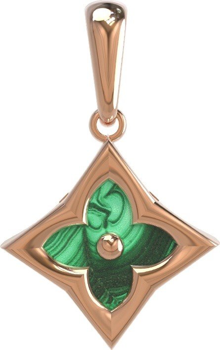 Подвеска из золота c малахитом