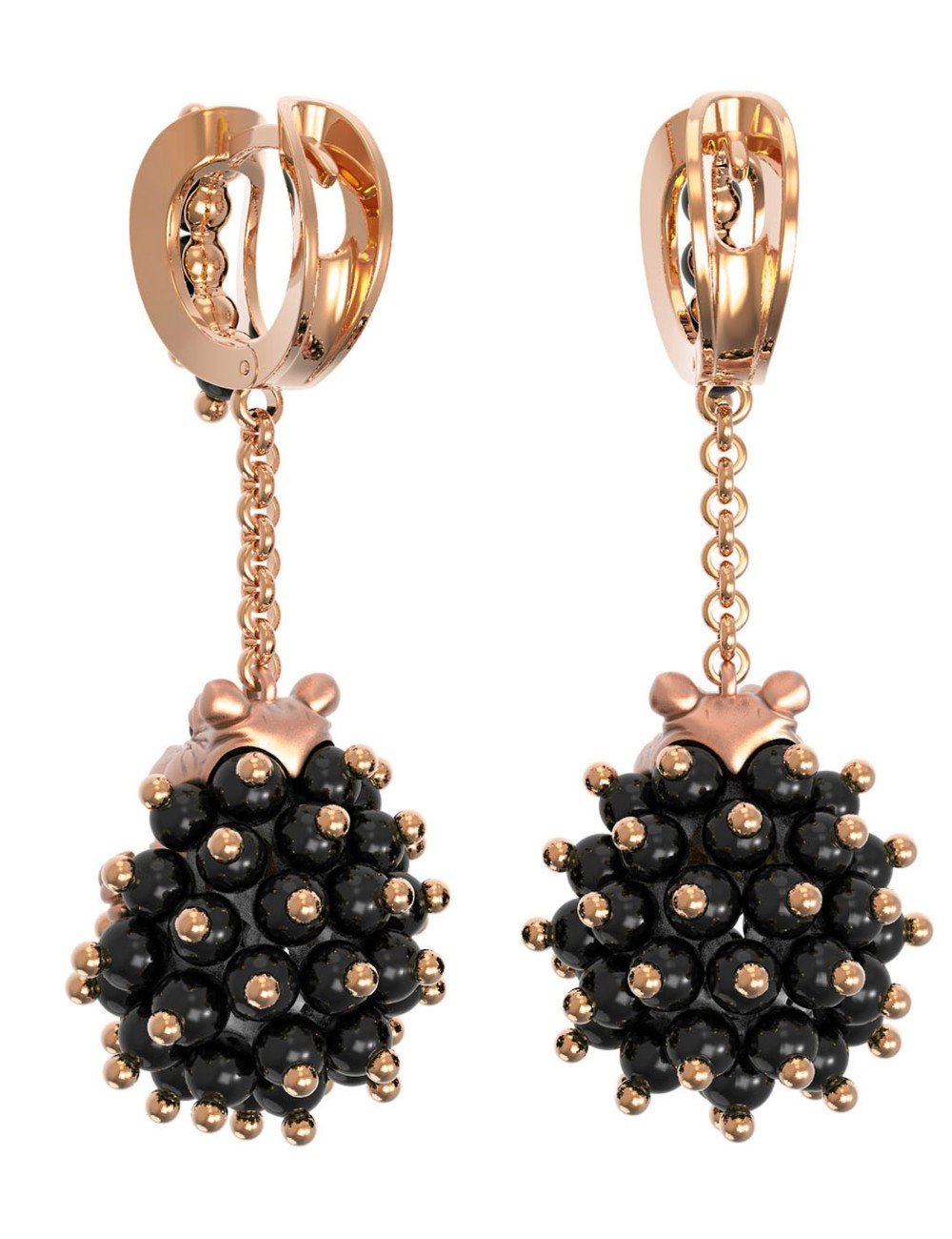 Серьги из золота c эмалью и ониксом