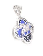 Подвеска из белого золота c эмалью и перламутром