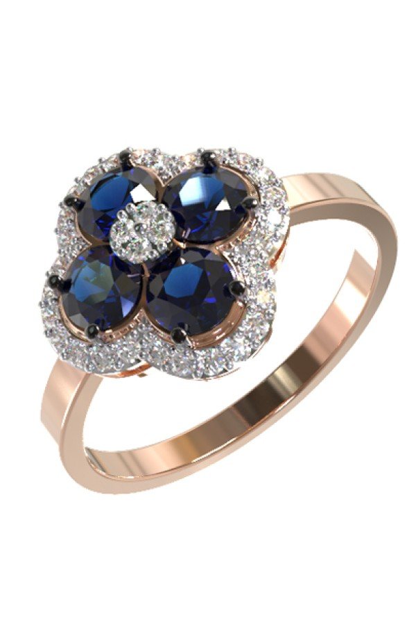 Кольцо из золота c бриллиантами и сапфиром