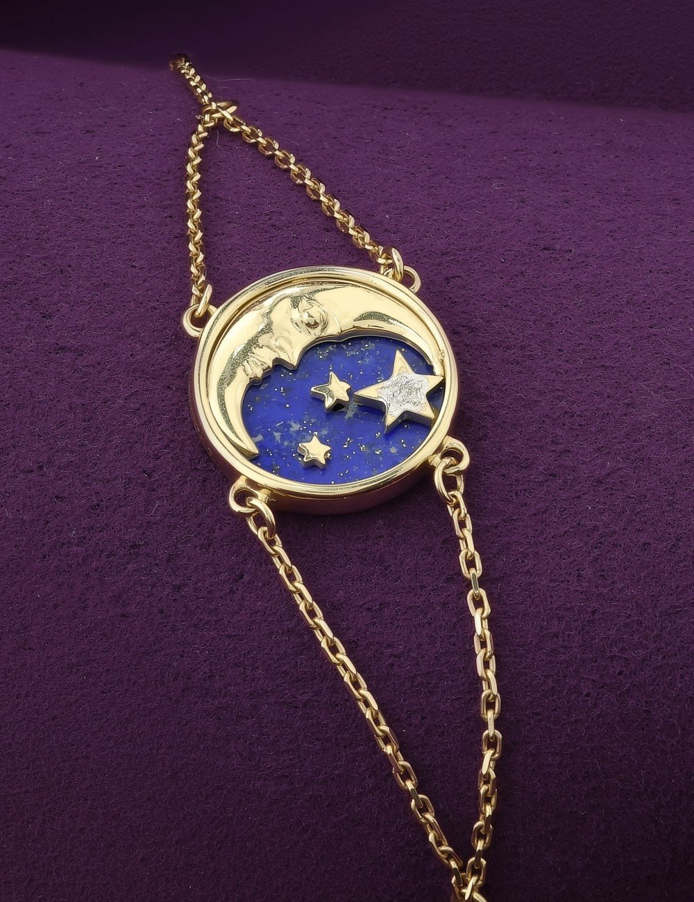 Браслет из лимонного золота c бриллиантами и лазуритом