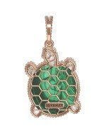 Подвеска из золота c эмалью, малахитом и перламутром