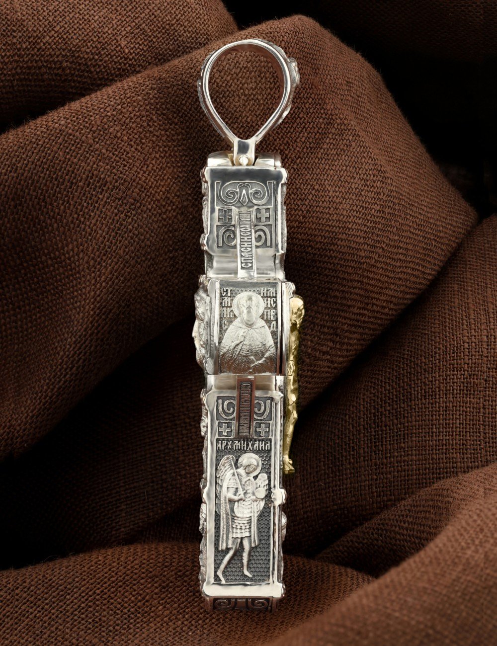 Крест из серебра 925 пробы и золота 585 пробы c эбеновым деревом