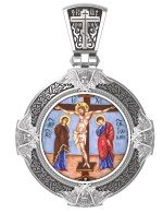 Образок из белого золота c эмалью и иконописью