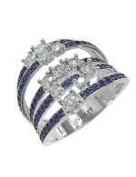 Кольцо из белого золота c бриллиантами и сапфиром