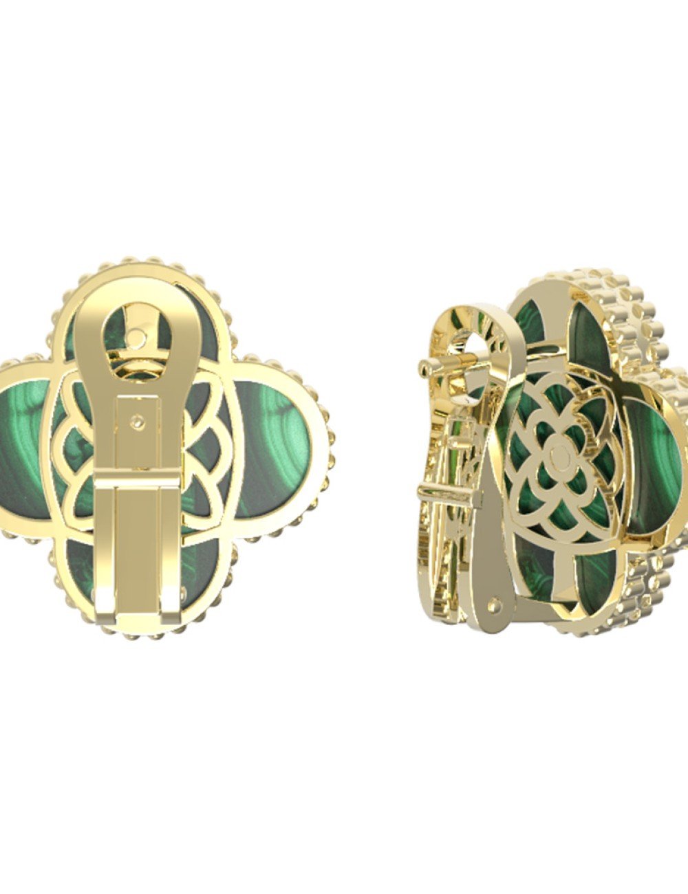 Серьги из лимонного золота c бриллиантами и малахитом