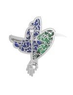 Брошь из белого золота c эмалью, лазуритом и малахитом