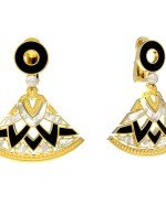 Серьги из лимонного золота c жемчугом, ониксом и перламутром