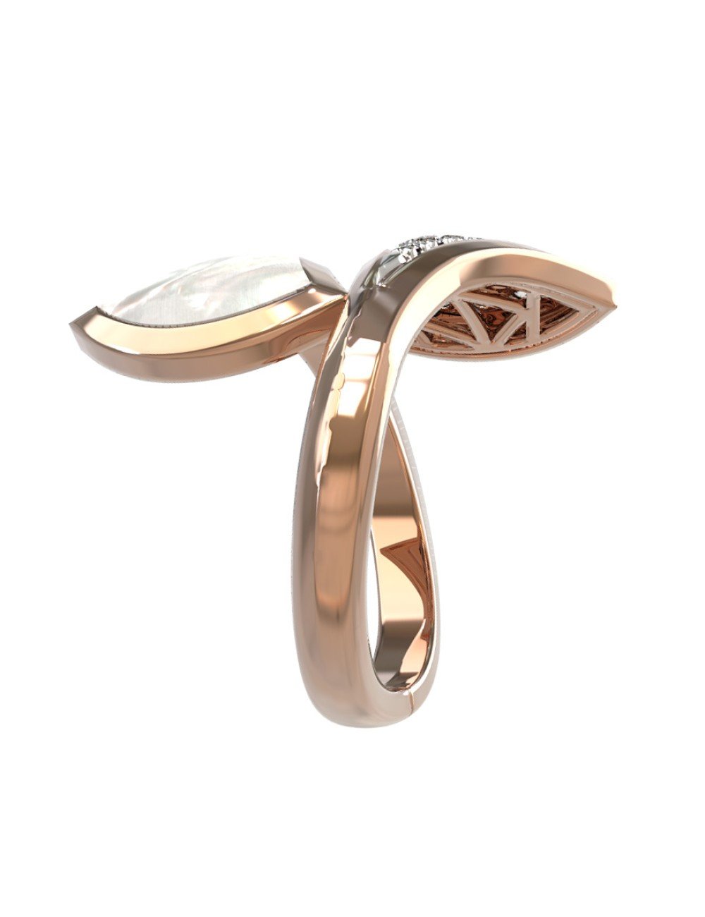 Кольцо из золота c бриллиантами и перламутром