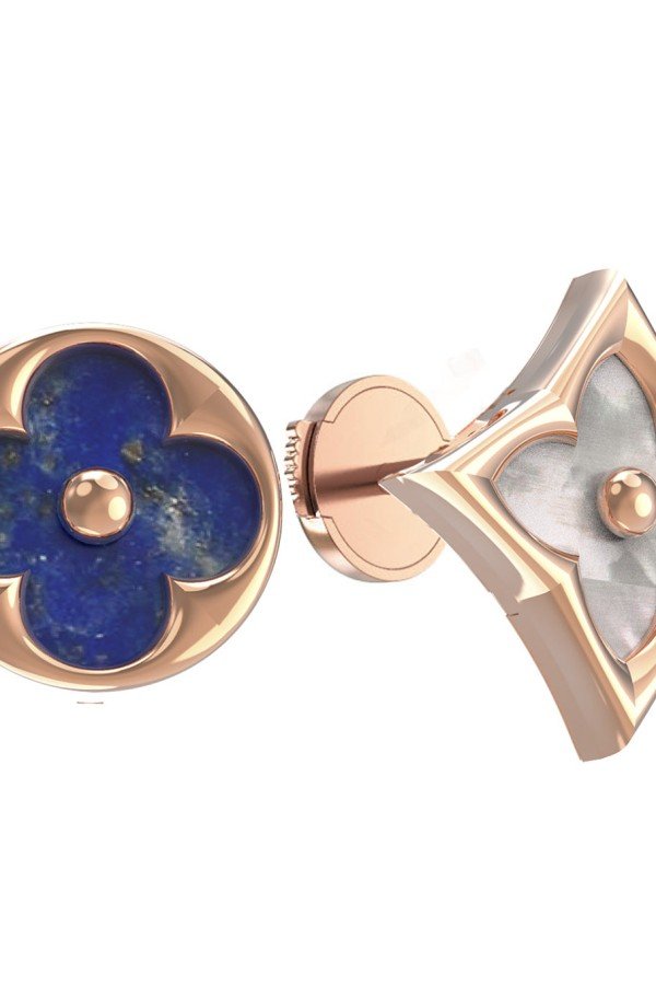 Серьги из золота c лазуритом и перламутром